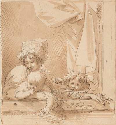 Een moeder en twee kinderen door Benjamin West