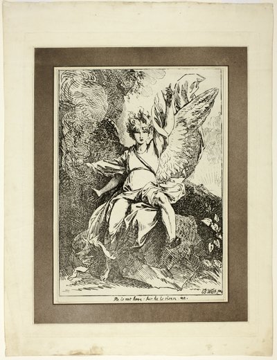 Engel van de Opstanding, uit de eerste uitgave van Specimens of Polyautography door Benjamin West