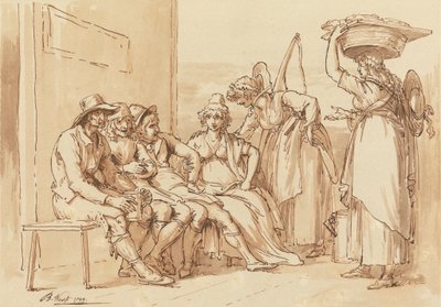 Personages in de Straten van Londen door Benjamin West