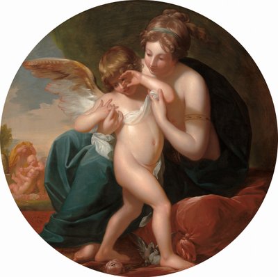 Cupido, gestoken door een Bij, wordt gekoesterd door zijn Moeder, 1774 door Benjamin West