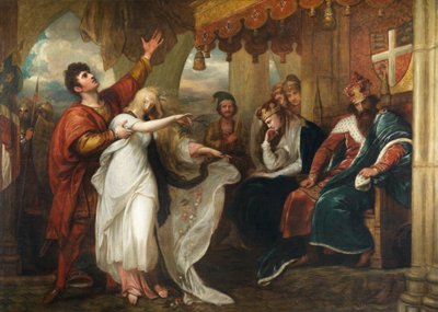 Hamlet- Act IV, Scene V (Ophelia voor de Koning en Koningin) door Benjamin West
