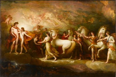 Phaeton vraagt Apollo om de zonnewagen te besturen door Benjamin West