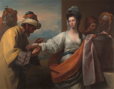 Rebecca ontvangt de armband bij de bron door Benjamin West