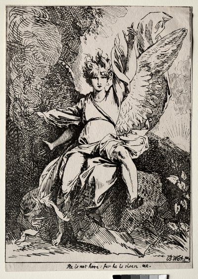 Specimens of Polyautography: De Engel bij het Graf van Christus door Benjamin West
