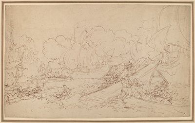 Studie voor De Slag bij La Hogue (recto) door Benjamin West