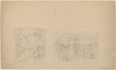 Studie van Mozes die de Rots Slaat en een Processie door Benjamin West