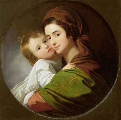 De Vrouw van de Kunstenaar, Elizabeth, en hun zoon Raphael, c.1773 door Benjamin West