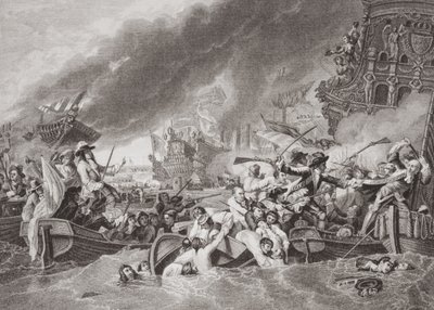 De slag bij La Hogue, vernietiging van de Franse vloot, 22 mei 1692, uit 