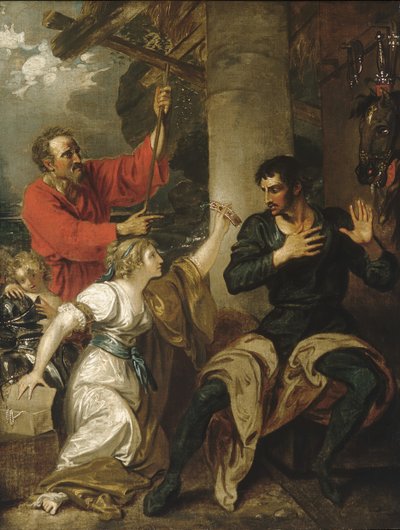 De jonkvrouw en Orlando, ca. 1793 door Benjamin West