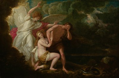 De verdrijving van Adam en Eva uit het paradijs, geretoucheerd 1803 door Benjamin West
