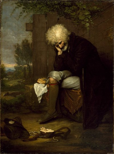 De Pelgrim Rouwend om Zijn Dode Ezel, c.1775 door Benjamin West
