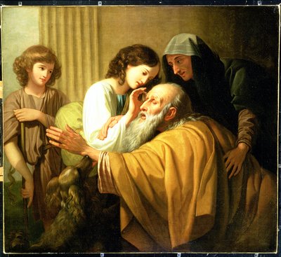 Tobias geneest de blindheid van zijn vader, 1772 door Benjamin West