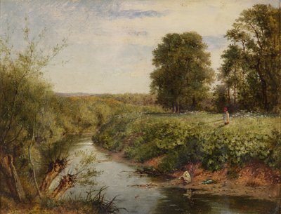 Aan de Teme bij Worcester, 1855 door Benjamin Williams Leader