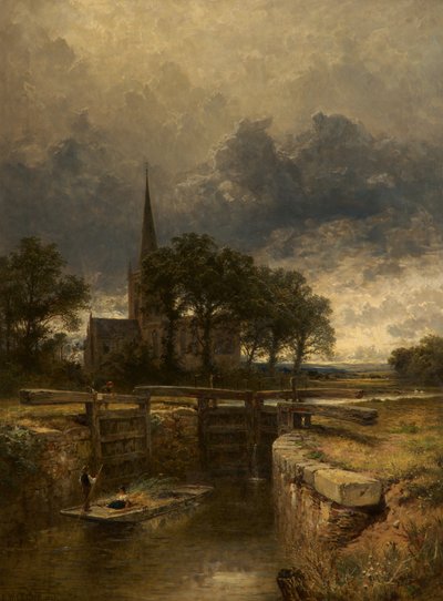 Stratford-on-Avon Kerk en Sluis door Benjamin Williams Leader