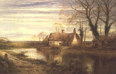 Het huisje bij de rivier door Benjamin Williams Leader
