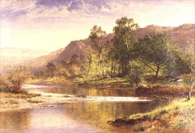 De rivier die uitmondt in Derwentwater door Benjamin Williams Leader