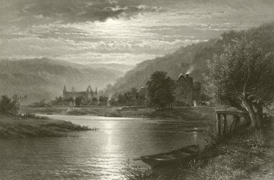 Tintern Abbey - Maanlicht op de Wye door Benjamin Williams Leader