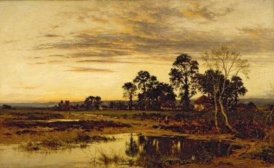 Wanneer de Zon Ondergaat: Een Dorp in Worcestershire door Benjamin Williams Leader