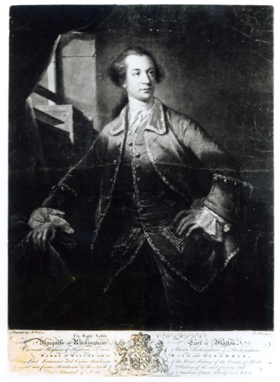Portret van Charles Watson-Wentworth, tweede Markies van Rockingham (1730-82), gegraveerd door Richard Houston door Benjamin Wilson