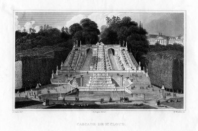 Waterval van St Cloud, Parijs, 1830 door Benjamin Winkles