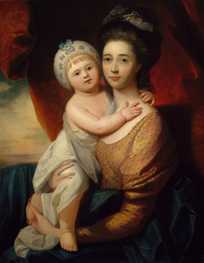 Lady Sondes met haar babyzoon, c.1793-94 door Benjamin school of West