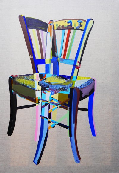 Chaise manifeste 1, 2023 (olieverf en acryl op gemengd doek) door Benoit Erwann Boucherot