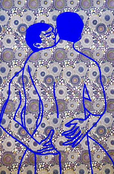 Masculin japonais 11, 2020 (acryl op gezeefdrukt Japans papier) door Benoit Erwann Boucherot