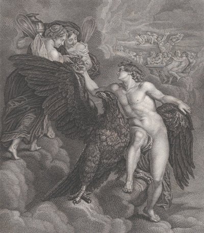 Ganymedes, leunend op een adelaar, ontvangt de beker van Hebe, 1786 door Benoit Louis Henriquez