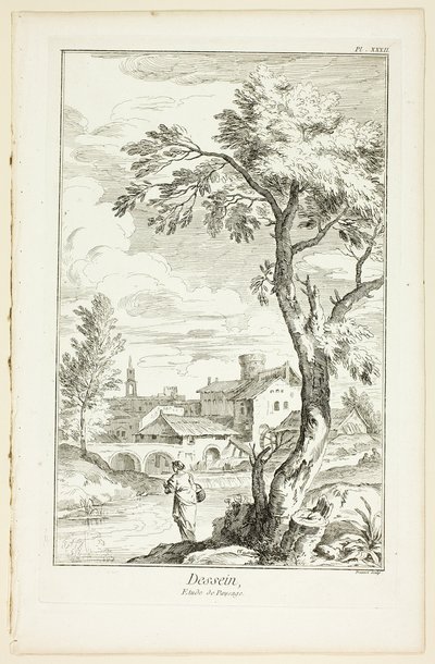 Ontwerp: Landschapsstudie, uit Encyclopédie door Benoit Louis Prevost