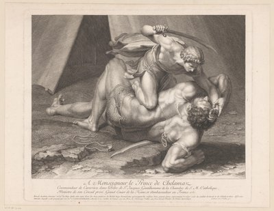 David onthoofdt Goliath door Benoît Audran (I)