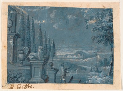 Landschap bij een huis met terras door Benoît Le Coffre