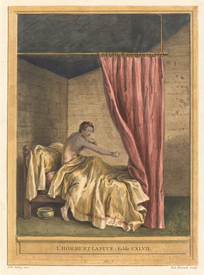De Man met Vlooien door Benoît Louis Prévost after Jean Baptiste Oudry
