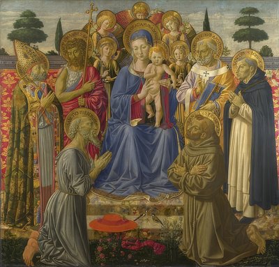 Madonna met kind omringd door engelen en heiligen. 1461-62 door Benozzo Gozzoli