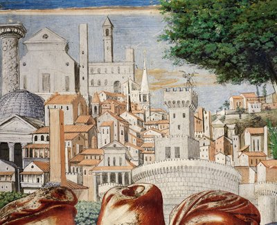 Architectuur van de stad Rome (detail) door Benozzo di Lese di Sandro Gozzoli