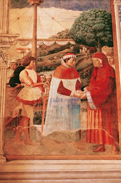 Augustinus arriveert in Ostia op weg naar Rome door Benozzo di Lese di Sandro Gozzoli