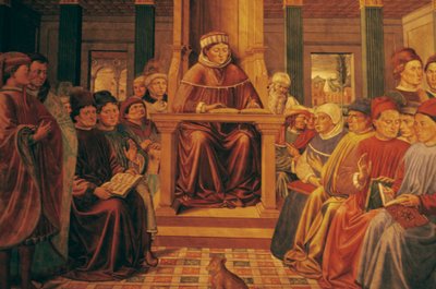 Augustinus leert retoriek in Rome door Benozzo di Lese di Sandro Gozzoli