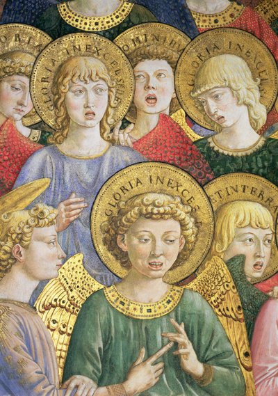 Engelenkoor, detail van de Reis van de Wijzen cyclus in de kapel, ca. 1460 (detail) door Benozzo di Lese di Sandro Gozzoli