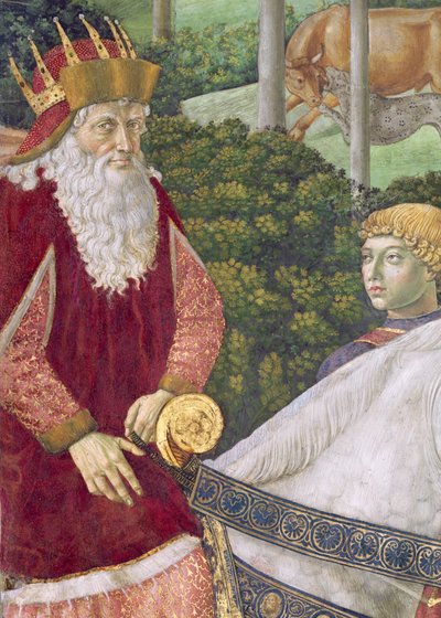 Giuseppe, de Patriarch van Constantinopel, als een van de Drie Koningen, detail van de Reis van de Wijzen cyclus in de kapel, ca. 1460 (detail) door Benozzo di Lese di Sandro Gozzoli