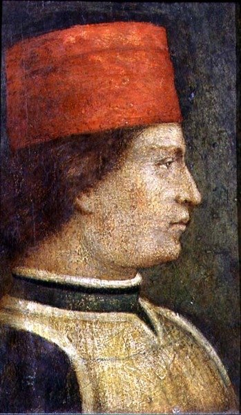 Hoofd van een man met een rode hoed door Benozzo di Lese di Sandro Gozzoli