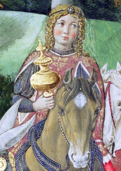Ruiters in het koninklijk gevolg, detail van de Reis van de Wijzen cyclus in de kapel (detail) door Benozzo di Lese di Sandro Gozzoli