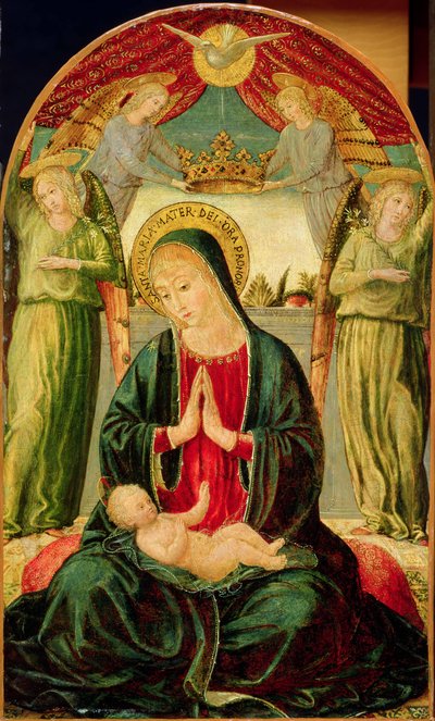 Madonna en kind met engelen door Benozzo di Lese di Sandro Gozzoli