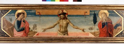 Predelle met Christus in pietà en heiligen. Schilderij van Gozzoli Benozzo (1420 - 1497) (detail) door Benozzo di Lese di Sandro Gozzoli