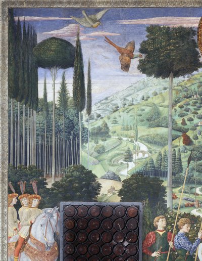 Processie van Balthasar als Johannes VIII Palaeologus, detail uit de cyclus Reis der Koningen in de kapel, ca. 1460 (fresco) door Benozzo di Lese di Sandro Gozzoli