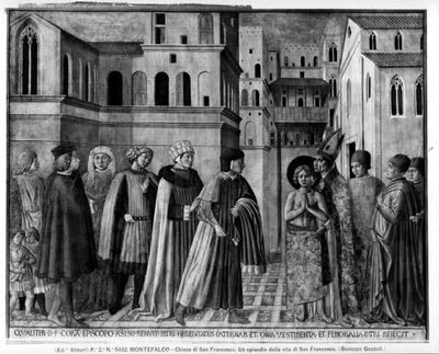 St. Franciscus doet afstand van zijn wereldse goederen door Benozzo di Lese di Sandro Gozzoli