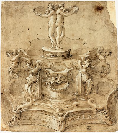 Zoutvat van hexagonale vorm door Benvenuto Cellini