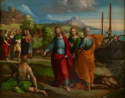 Christus en het wonder van de zwijnen door Benvenuto Tisi da Garofalo