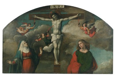 Kruisiging met de Maagd en Sint Jan de Doper door Benvenuto Tisi da Garofalo