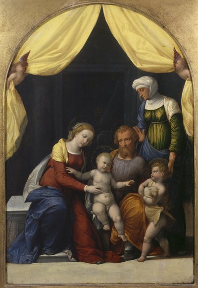 Heilige Familie met de Jonge Sint Jan en Sint Elizabeth door Benvenuto Tisi da Garofalo