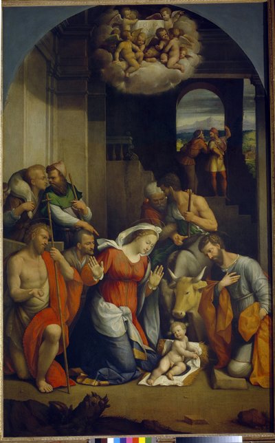 De aanbidding van het Christuskind door Benvenuto Tisi da Garofalo