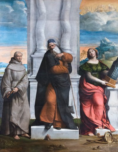 Sint Antonius de abt, Antonius van Sicilië en Cecilia door Benvenuto Tisi da Garofalo